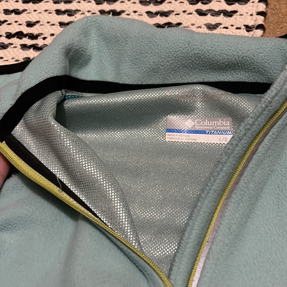 Columbia Light Blue and Teal Half-Zip Fleece Hoodie - Picture 3 of 3